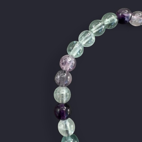 Fluorite Adjustable Gemstone Bead Bracelet 6mm - Picture 3 of 6
